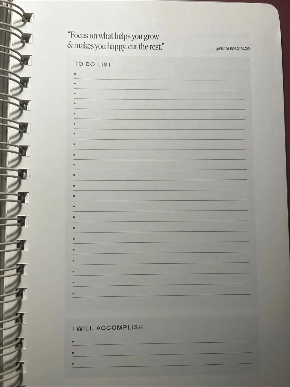 My Daily Check-In Spiral Notebook — White with Gold Text